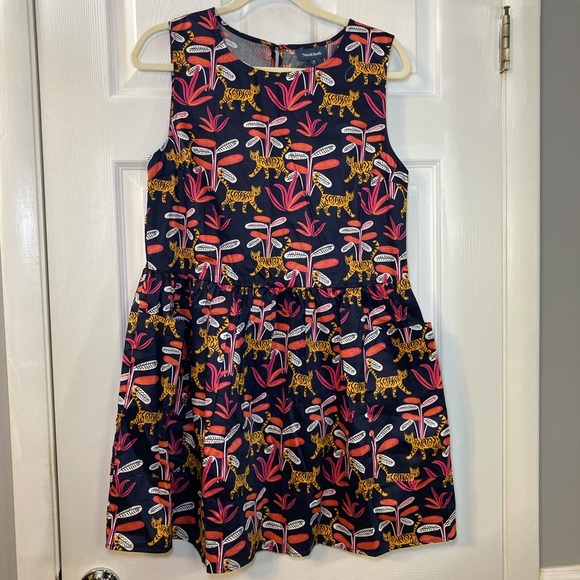 Modcloth Dresses & Skirts - Modcloth Navy Mini Dress with Pink and Yellow Jungle Tiger Print Size M